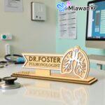 Personalized pulmonologist wooden desk plate
