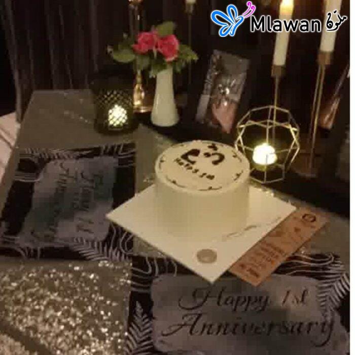 Happy First Anniversary romantic hotel surprise room decoration Dubai anniversary hotel setup.