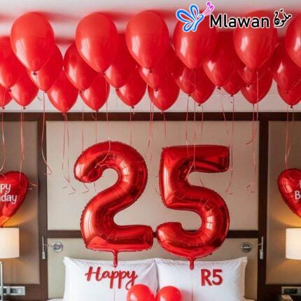 Romantic Room Decor - Balloons Rose Petals Valentine's Day Surprise