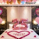 Romantic hotel room surprise