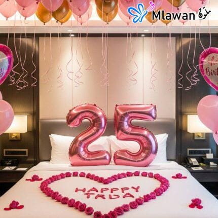 Romantic hotel room surprise