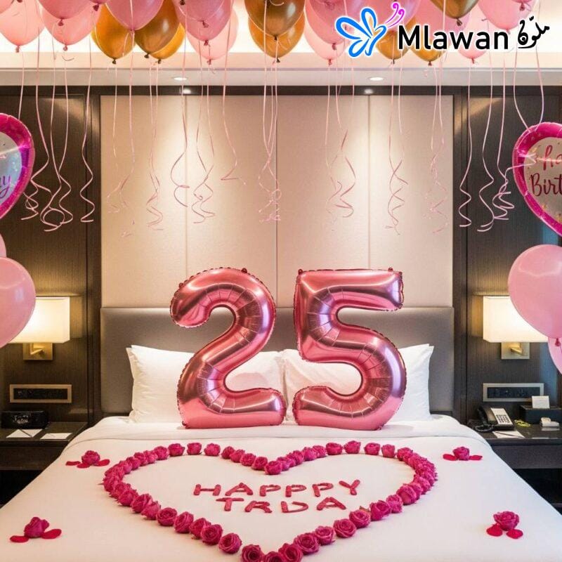 Romantic hotel room surprise