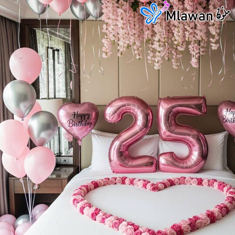 Romantic hotel room decorations- anniversary or birthday.