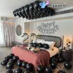 Hotel Room Birthday Decoration for Romantic Surprise Black and Silver