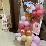 Welcoming baby name sign teddy baby hospital room decor.