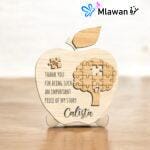Personalized Teacher Apple Sign with Puzzle Design