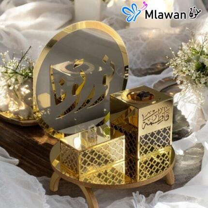 engagement tray with Arabic names and incense burner