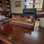 Custom wooden desk name plate QR.Mirror acrylic sign desk nameplate.