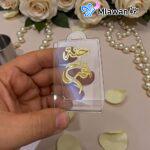 Personalized acrylic clear bag name tags party favors giveaways.