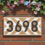 Customize Chevron House Number Sign Unique Handmade Plaque Design