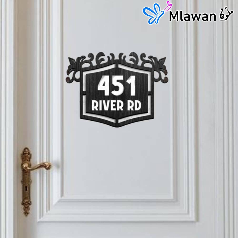 Elegant house number plaque with decorative frame Elegant house number plaque with decorative frame