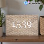 Personalized Modern Wooden House Number Sign Custom Address Plaque.