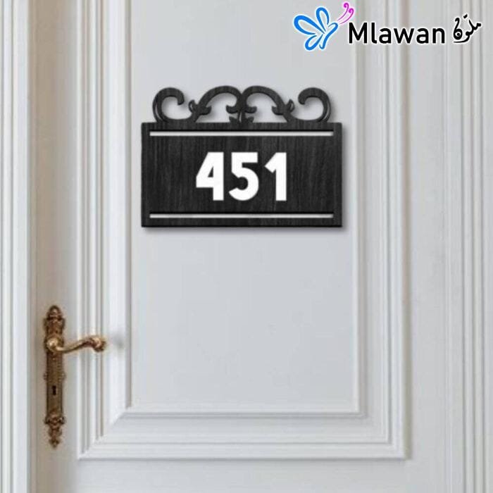 Personalized wooden house number plaque for homes and offices.