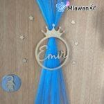 Baby welcome door sign with crown design and chiffon fabric