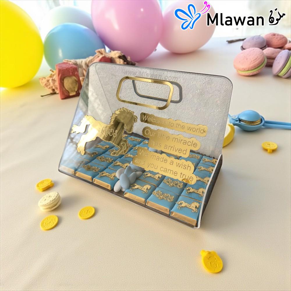 4482-1 Personalized Baby Chocolate Tray Welcome Baby Name Mirror Acrylic Gift