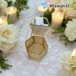 Hexagonal Glass Jewelry Box with Gold Metal Frame