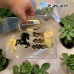 Acrylic baby shower gift box with gold engraving
