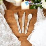 Elegant engraved wooden knife fork spoon for sustainable parties
