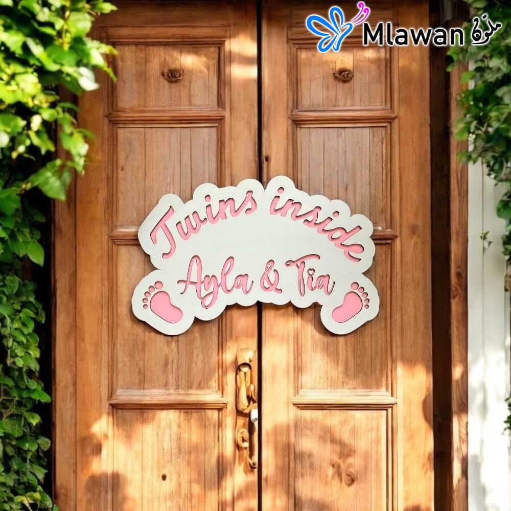 Personalized wooden door sign for twins Personalized wooden door sign for twins