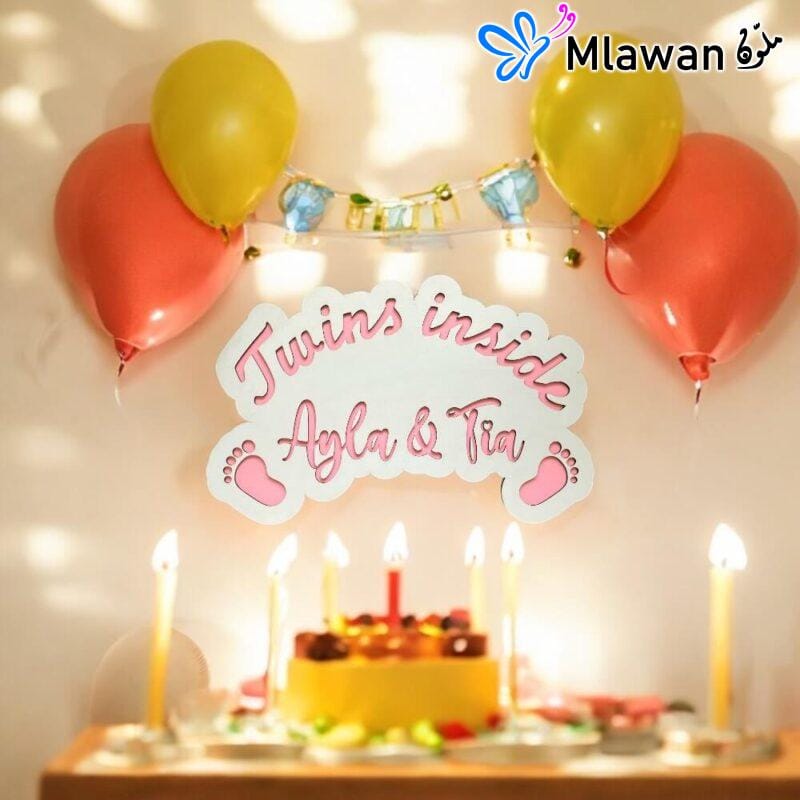 Custom engraved twin baby name plaque