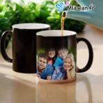 Personalized magic mug with heat-sensitive color-changing effect
