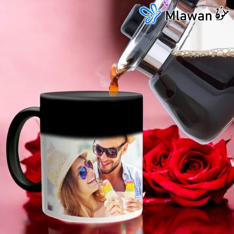 Personalized magic mug for couples with heat-sensitive color change