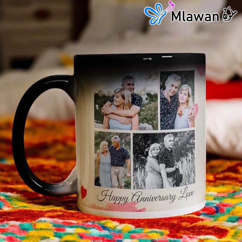 Surprise gift with custom magic mug for anniversaries