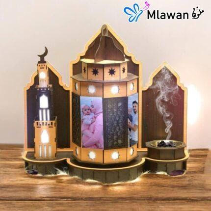 Wooden Islamic home décor lantern with built-in incense burner