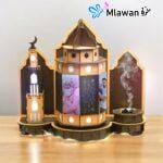 Ramadan wooden lantern with a personalized photo frame and incense burner