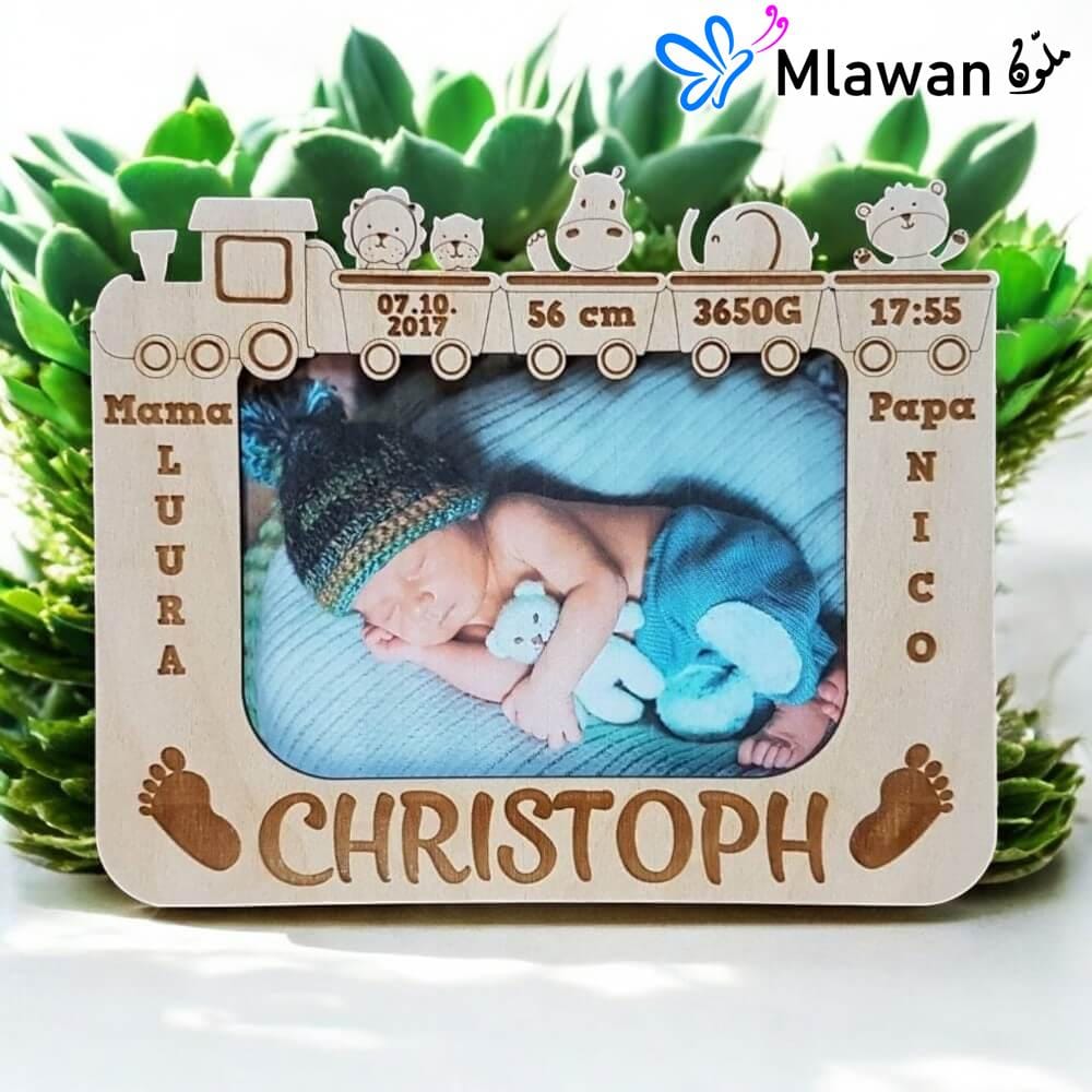 Personalized baby announcement photo frame with birth details engraving Personalized baby announcement photo frame with birth details engraving
