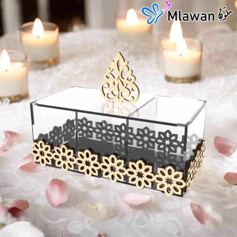 Clear acrylic Ramadan gift box for dates and nuts