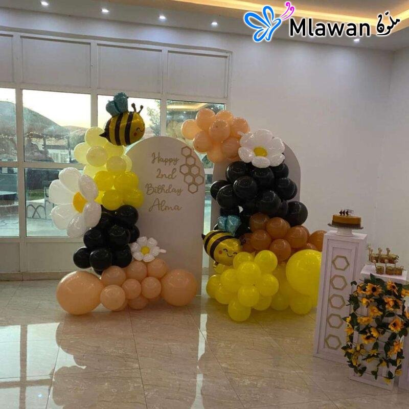 bee themed party decorations set with balloons and banners