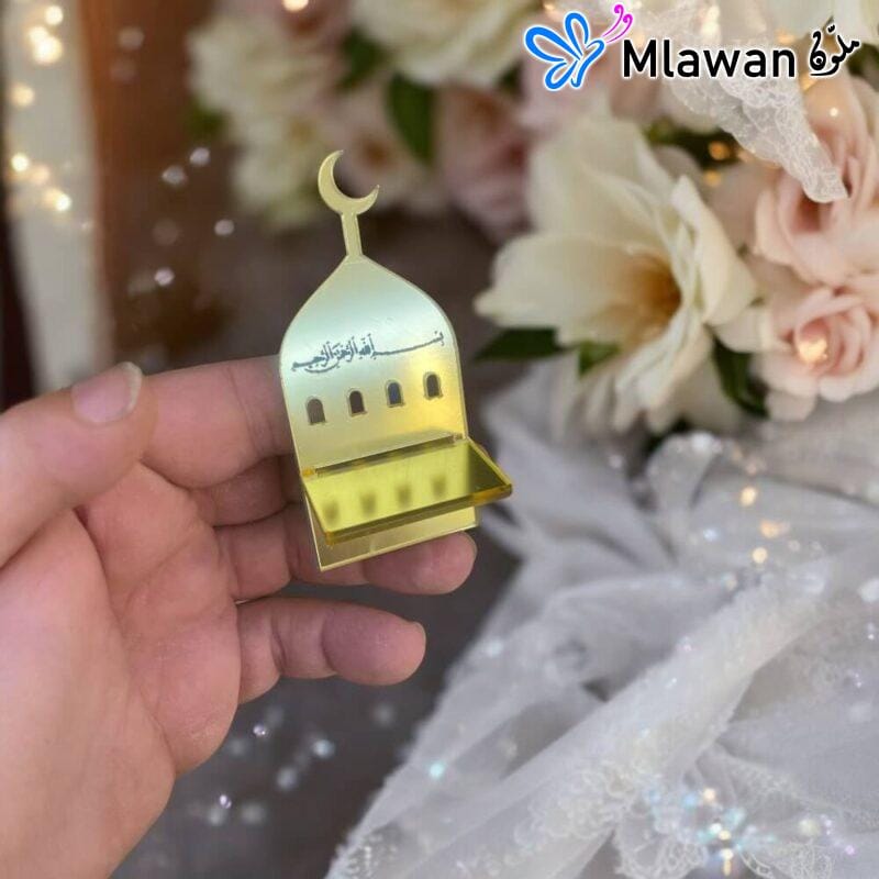 acrylic date stand for iftar table with bismillah design