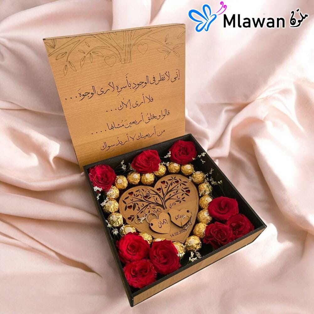 4576 (2) customized wooden heart stand with floral design and ring holder