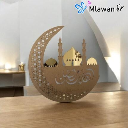 golden crescent moon led wall sign ramadan decor