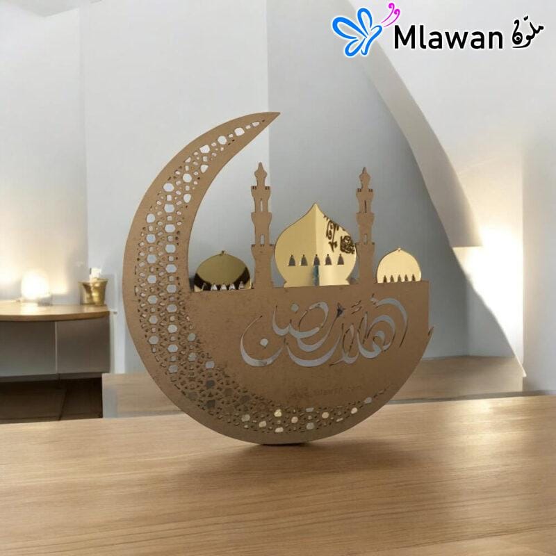 golden crescent moon led wall sign ramadan decor
