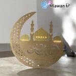 large golden crescent moon ramadan celebration