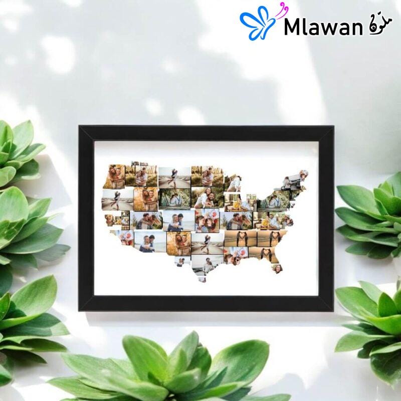 Custom USA Map Photo Collage Frame for National Day Celebrations