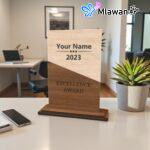 Customize Wooden Trophy - Engrave Name Title Logo.