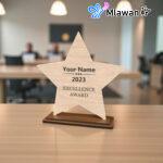 Customize Wooden Trophy Engrave Name for Unique Corporate Awards