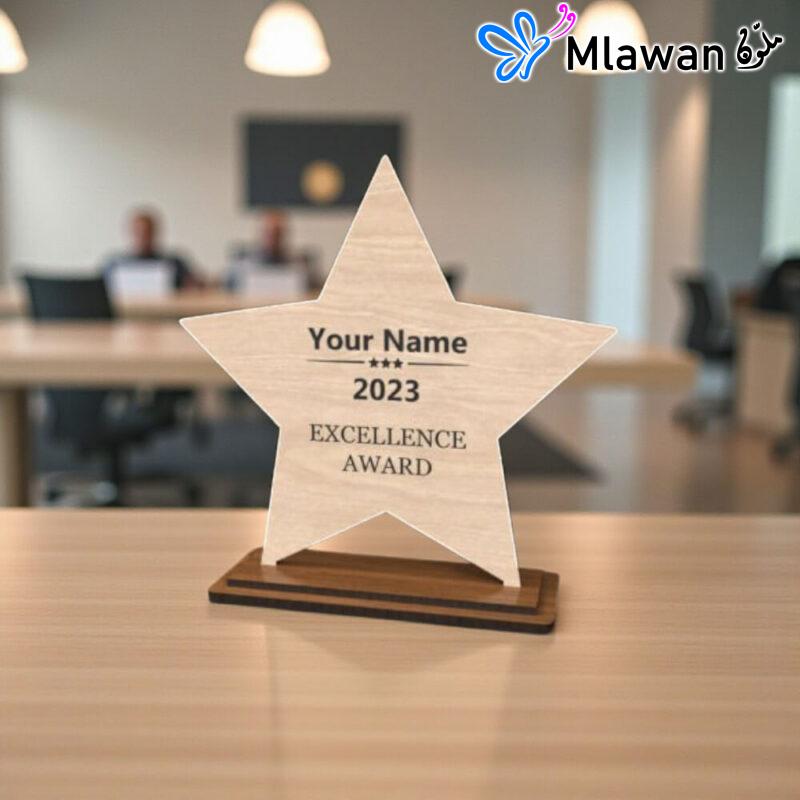 Customize Wooden Trophy Engrave Name for Unique Corporate Awards