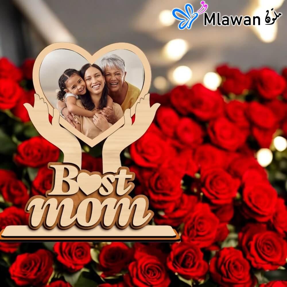 Personalized Mother's Day photo stand with custom engraving for mom 1️⃣ Personalized Mother's Day photo stand with custom engraving for mom