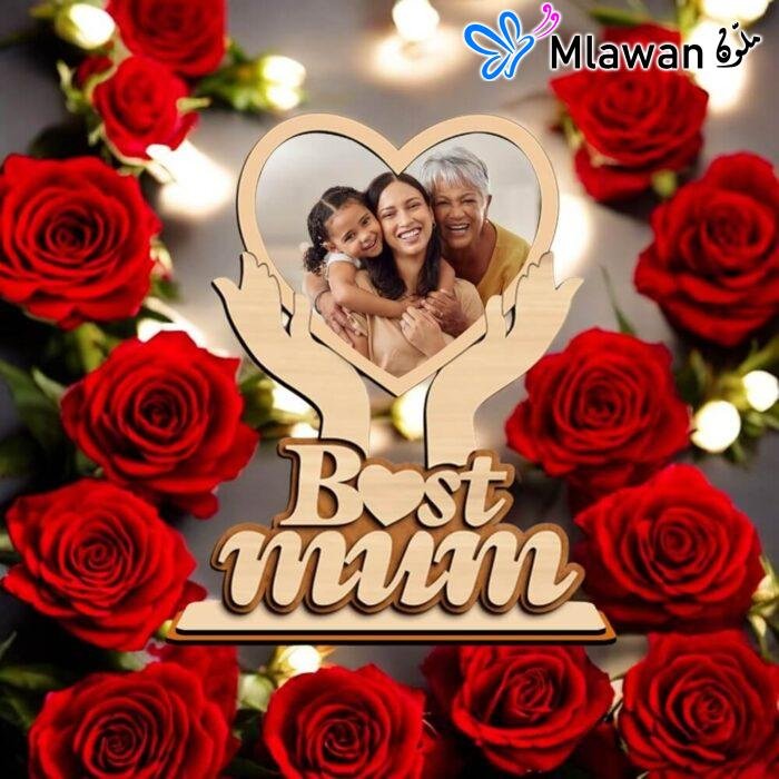 أفضل هدية عيد الأم – إطار صور خشبي محفور بتصميم فريد