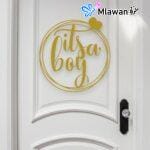 personalized blue boy door sign with name engraved