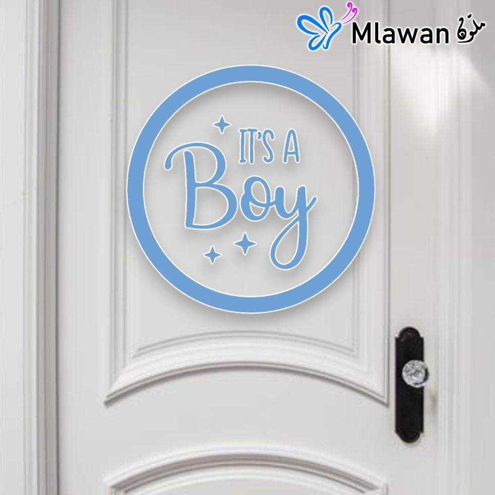 Blue themed baby boy door sign featuring a customizable name plaque Stylish boy baby shower door decoration with blue and white balloons for a memorable celebration