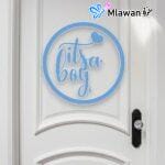 Stylish boy baby shower door decoration with blue and white balloons for a memorable celebration