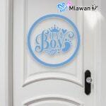Stylish boy baby shower door decoration with blue and white balloons for a memorable celebration