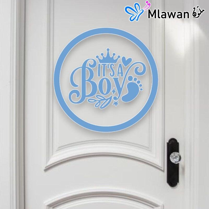 Stylish boy baby shower door decoration with blue and white balloons for a memorable celebration
