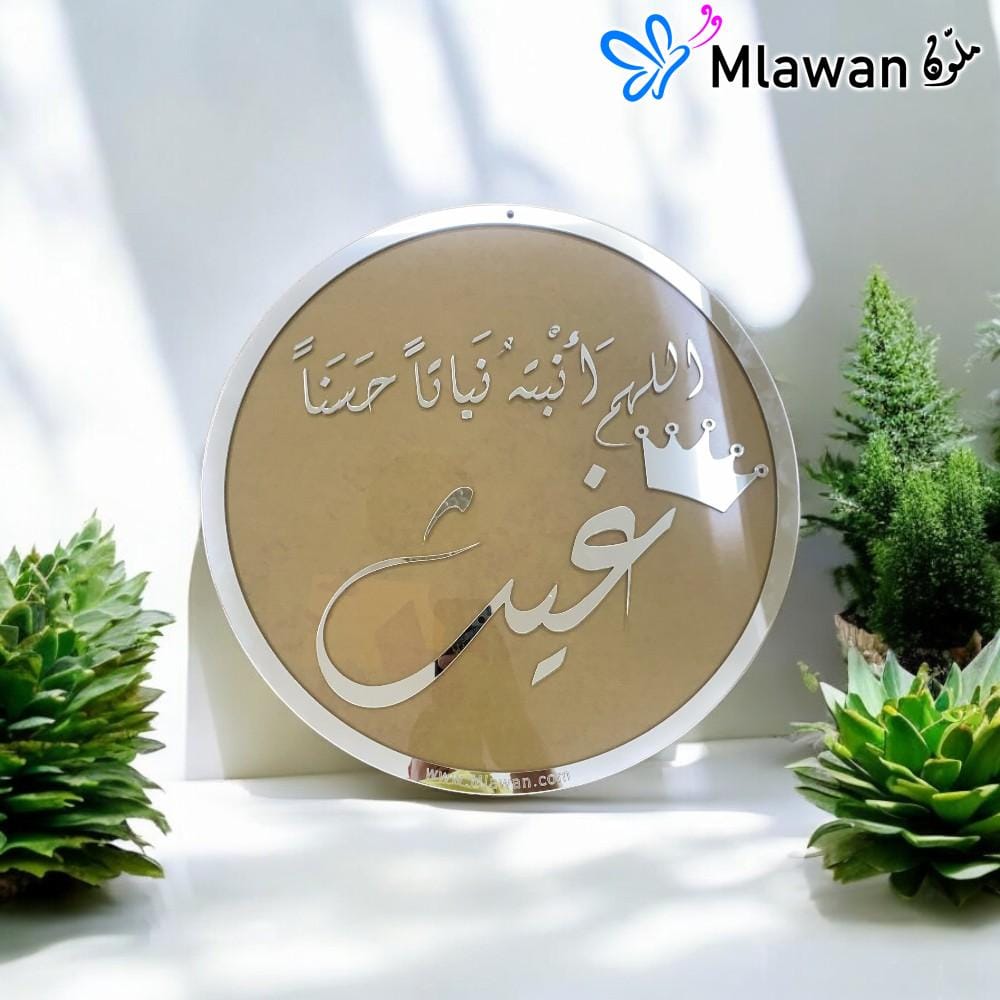 Custom silver mirror door sign with newborn name Custom silver mirror door sign with newborn name