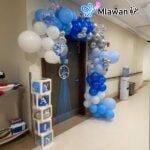 elegant balloon arch for newborn hospital celebration